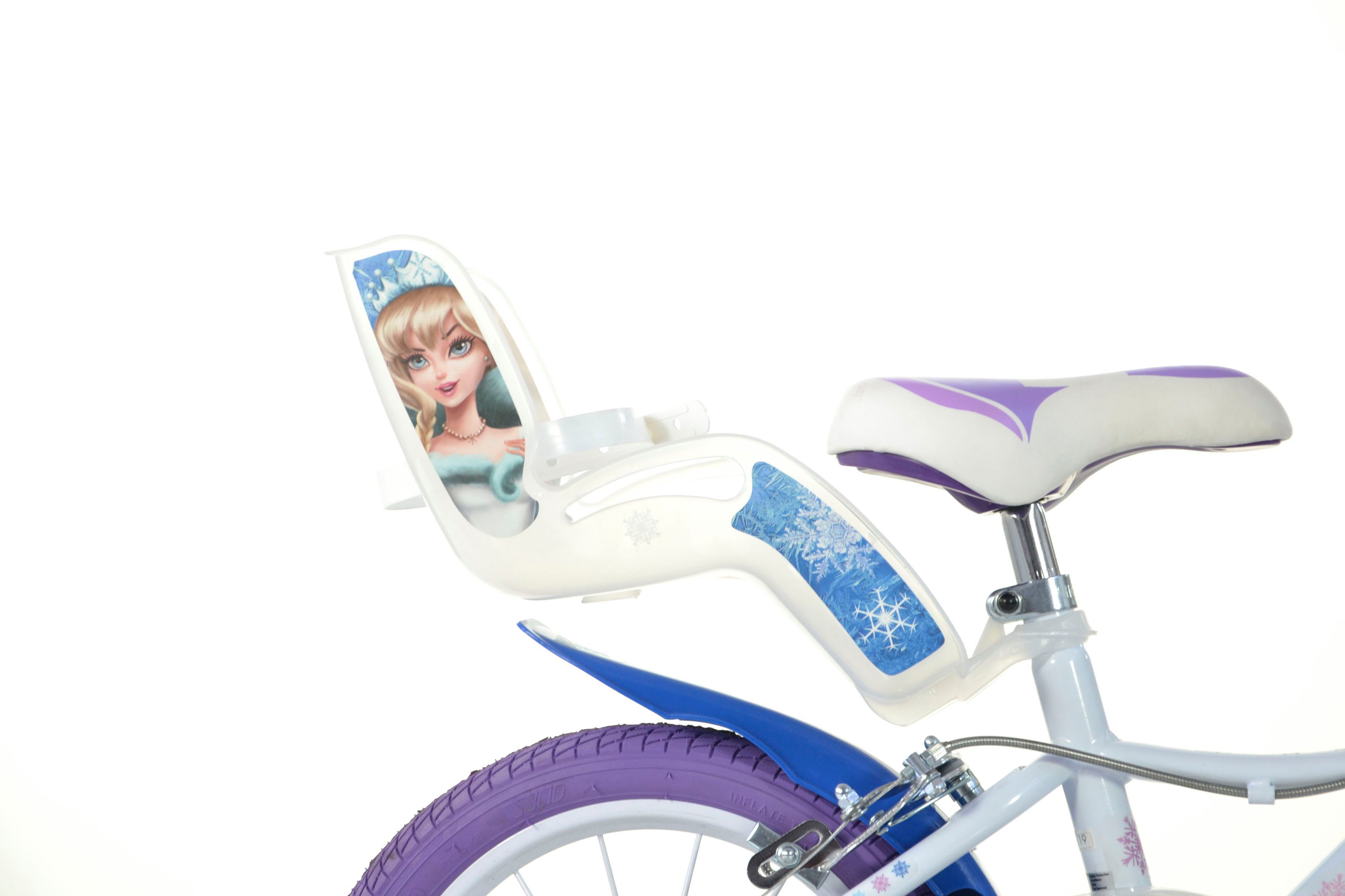 Dino Bikes Kinderfahrrad 16" Snowqueen Kinderfahrrad Mädchen stabiler Stahl-Rahmen Stützräder, 1 Gang, mit Stützrädern, Korb und Puppensitz