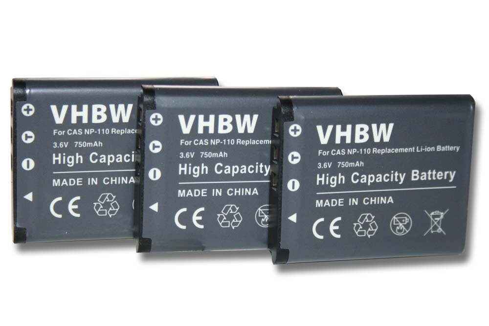 vhbw Kamera-Akku passend für Casio Exilim EX Serie Z2000, Z2300, ZR10, ZR15, ZR20 Foto Kompakt (750mAh, 3,6V, Li-Ion) 750 mAh