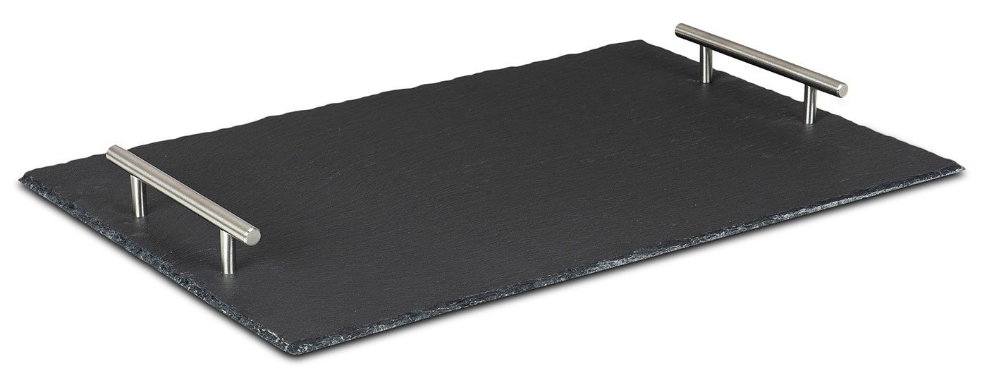 Levandeo® Dekotablett, Tablett Schiefer 45x30cm Serviertablett Servierplatte Rechteckig Deko Variante 1 | Dekotabletts