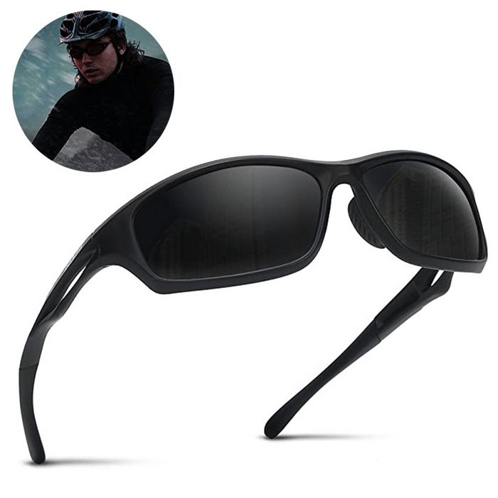 Mmgoqqt Retrosonnenbrille Polarisierte Sportbrille für Männer Frauen Radfahren Laufen Fahren Angelbrille Unzerbrechlicher Rahmen UV-Schutz