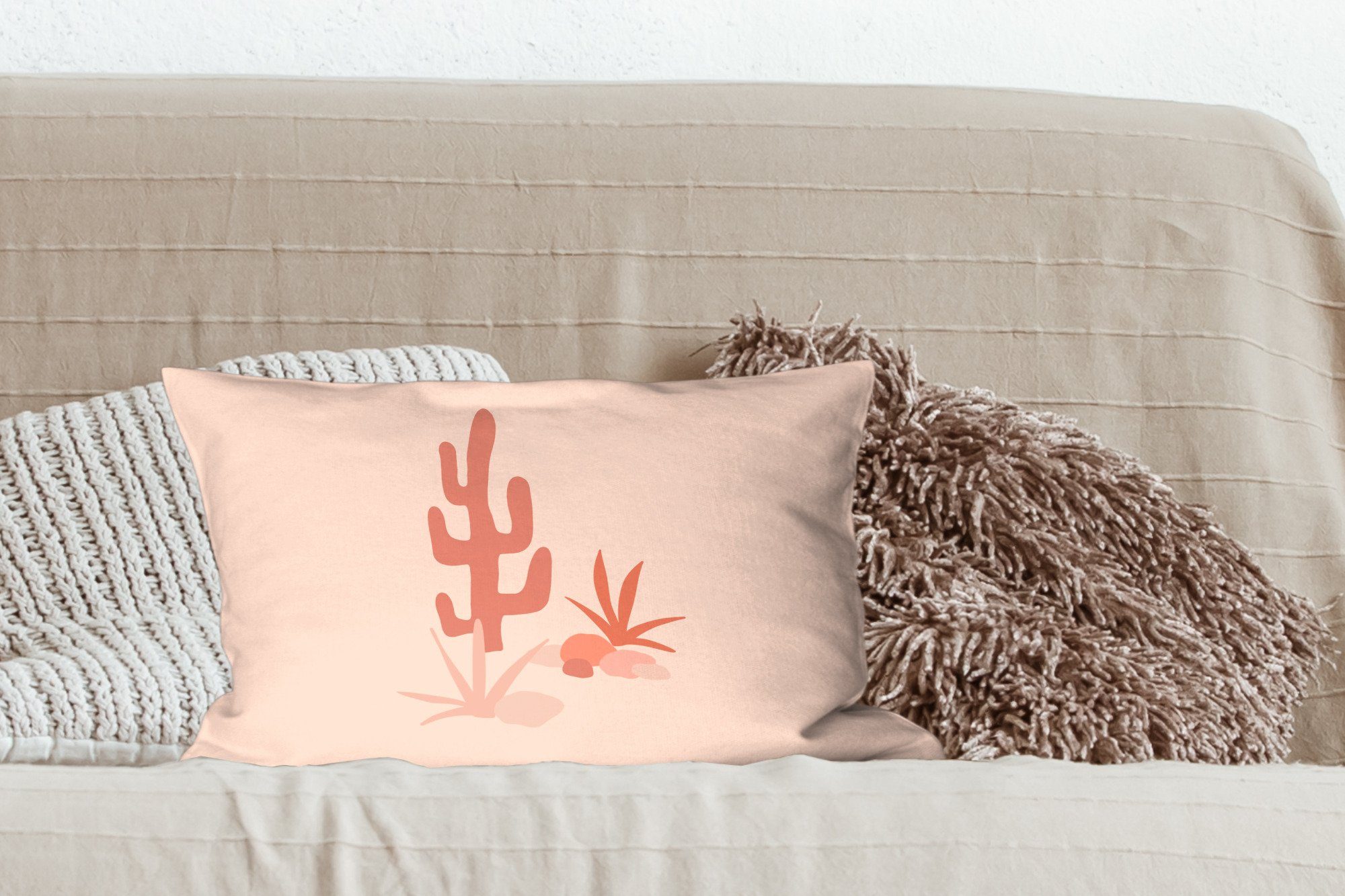 MuchoWow - Wohzimmer Schlafzimmer Dekokissen Dekoration, - Dekokissen Pastell, Füllung, Kaktus Zierkissen, Pflanzen mit