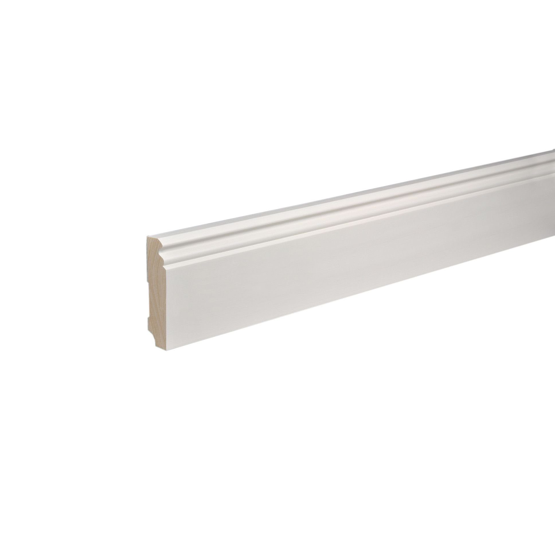 Kosche Sockelleiste Massivholz, 19 x 96 x 2400 mm, Weiß, Fußleiste