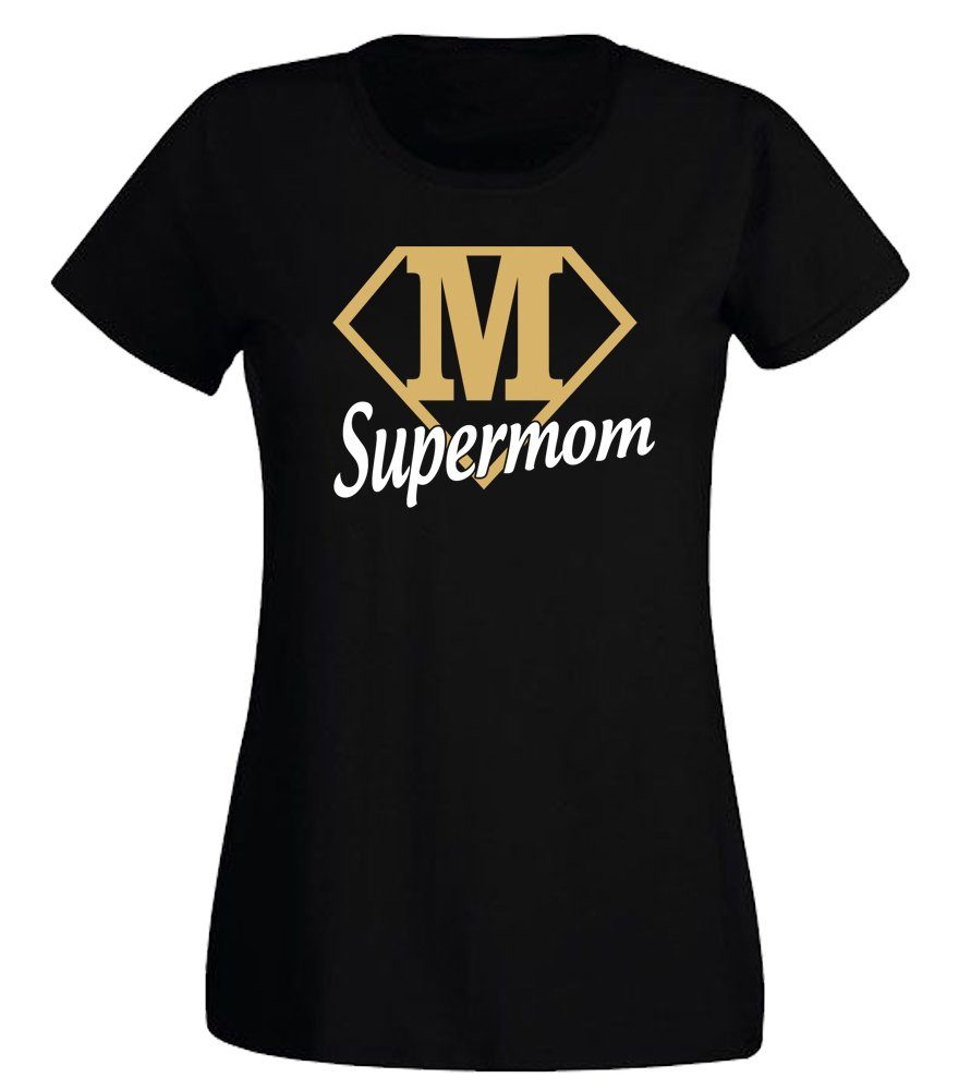 G-graphics T-Shirt Damen T-Shirt - M – Supermom mit trendigem Frontprint, Slim-fit, Aufdruck auf der Vorderseite, Spruch/Sprüche/Print/Motiv, für jung & alt