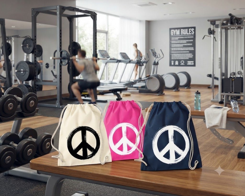 Blondie & Brownie Turnbeutel Peace Symbol Beutel Turnbeutel Print Friedenszeichen Retro (Einzelartikel, Einzelartikel), PeaceSymbol Statement Turnbeutel Print