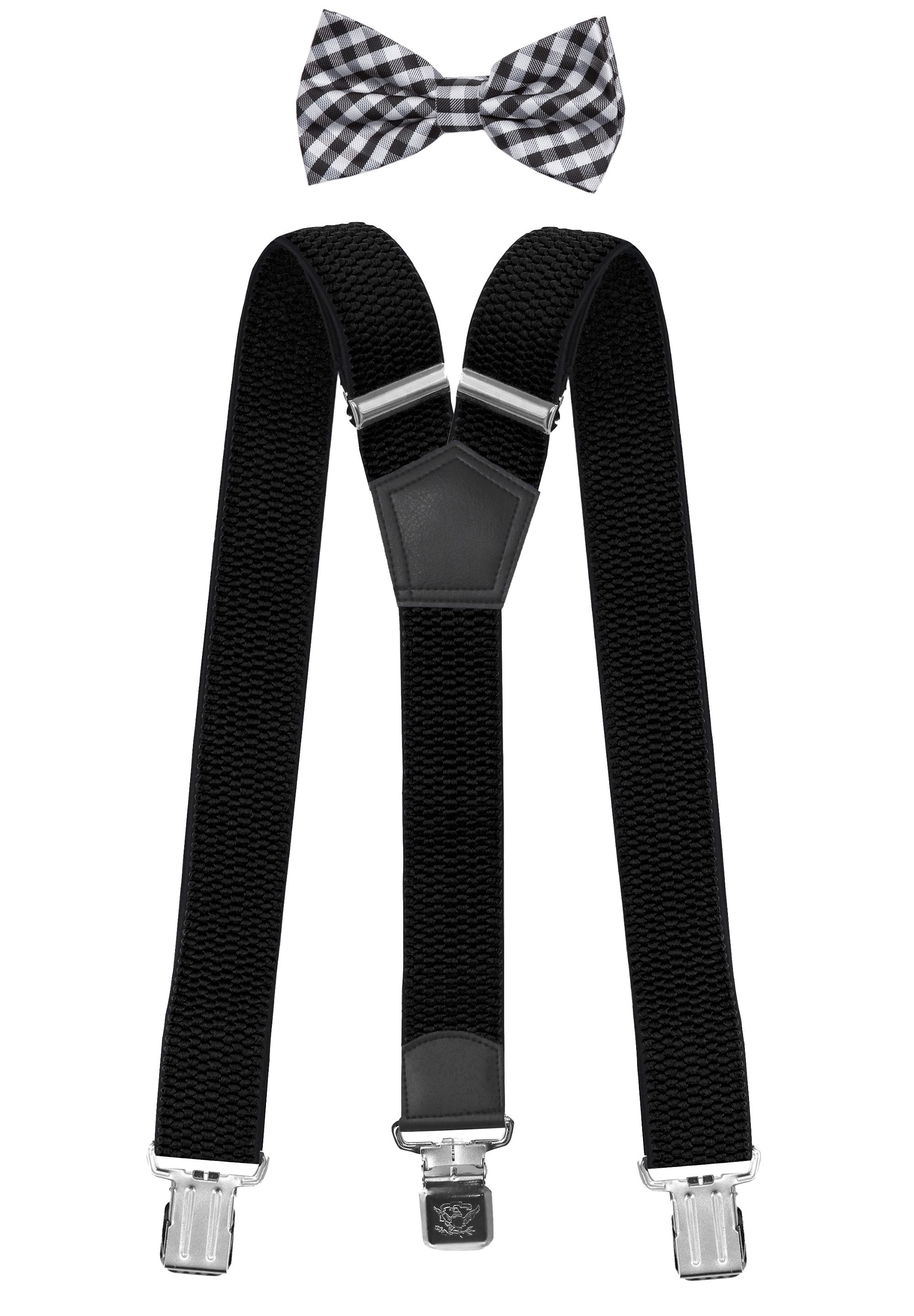 Hosenträger mit passender Fliege als Set 4cm Y-Form für Herren
