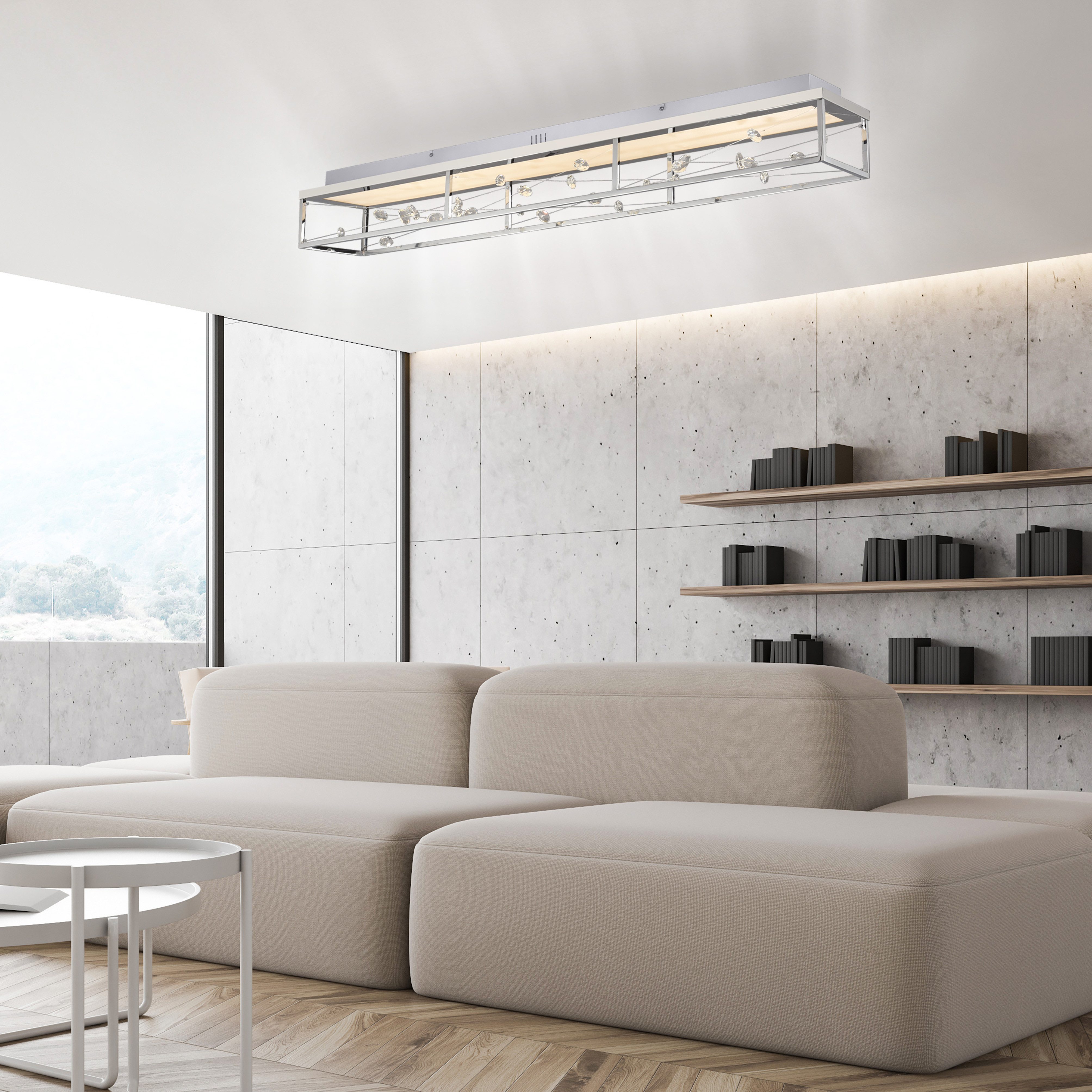 Paul Neuhaus LED Deckenleuchte SKINA, CCT - über Fernbedienung, LED fest integriert, warmweiß - kaltweiß, Funk-FB, CCT 2700-5000K, dimmbar, Memory, Kristall-Lichtspiel