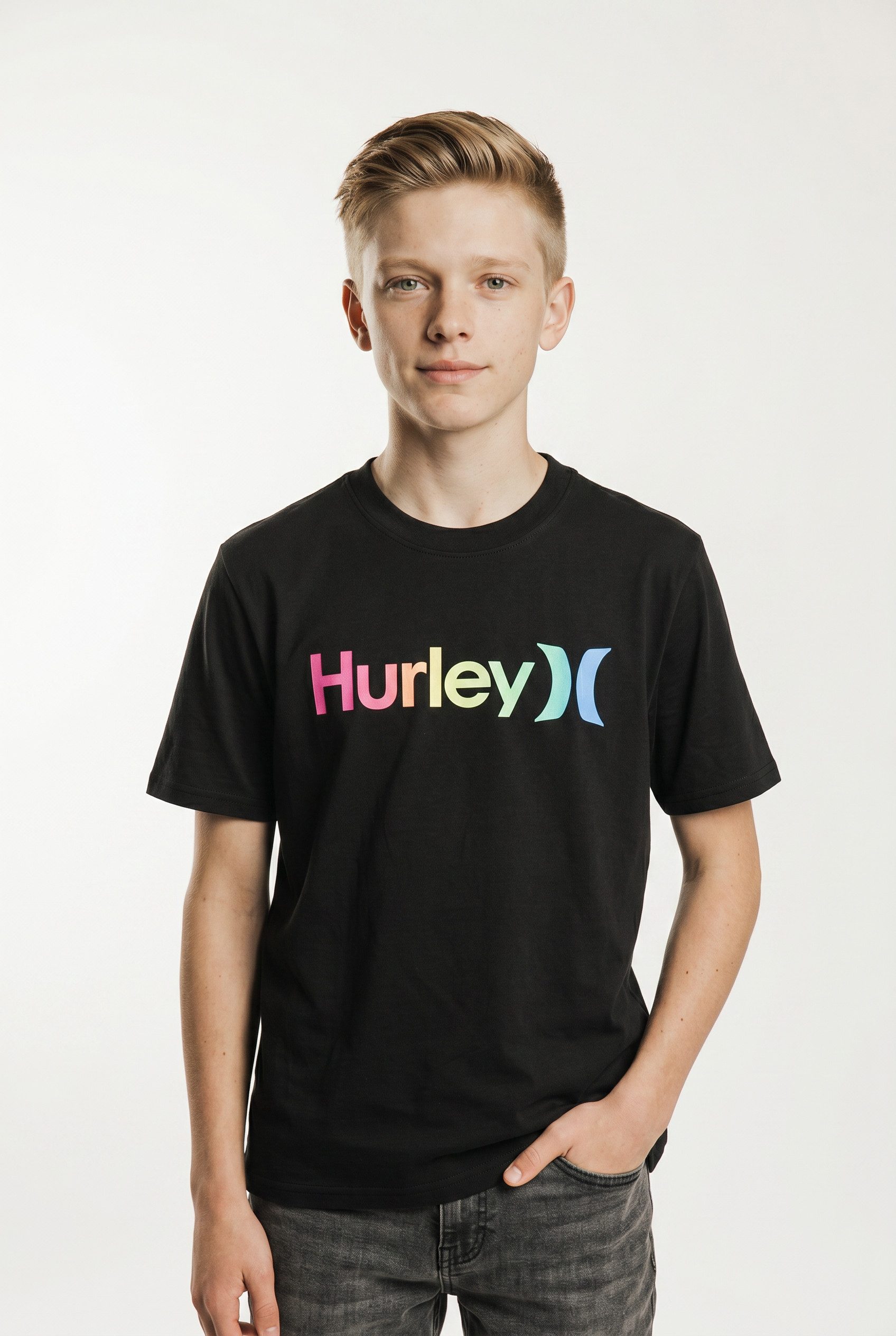 Hurley T-Shirt CORE LOGO TEE 3PK HRLB-3K-9316 (Packung, 3-tlg., 3) für Jugendliche, passgenauer Schnitt, pflegeleicht