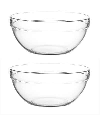 Arcoroc Salatschüssel »Empilable Glasschale Ø 23 cm − Made in France − 2,6 Liter − Glasschüssel für Salate, Servierschale, Obstschale«, Glas, (2-tlg)