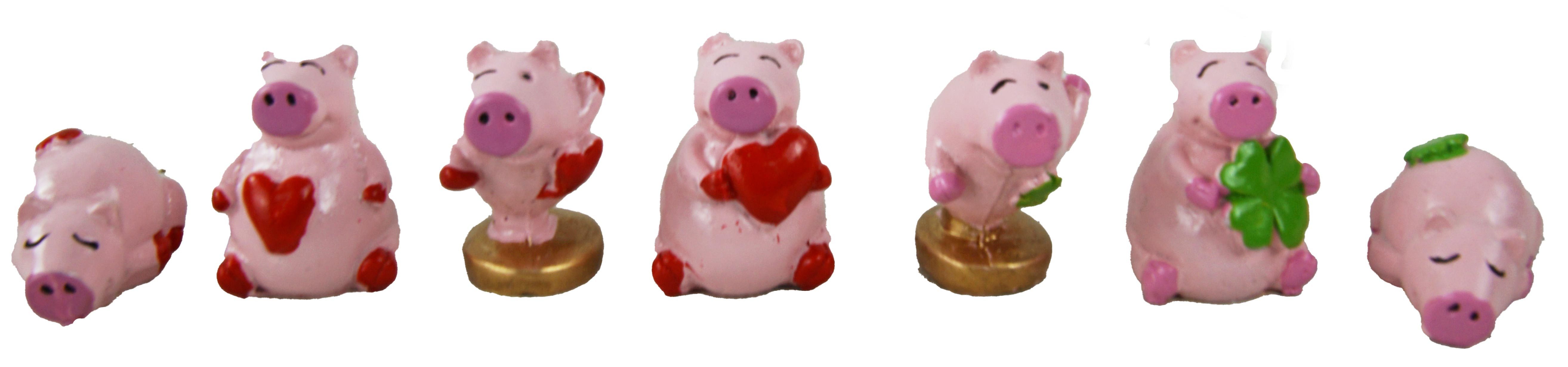 Gartenursel Dekofigur Liebes- und Glücksschweinchen - 7tlg. (7 St., 7 tlg), ideal für Hochzeitsdeko, Silvester, Streudeko, Geschenkidee