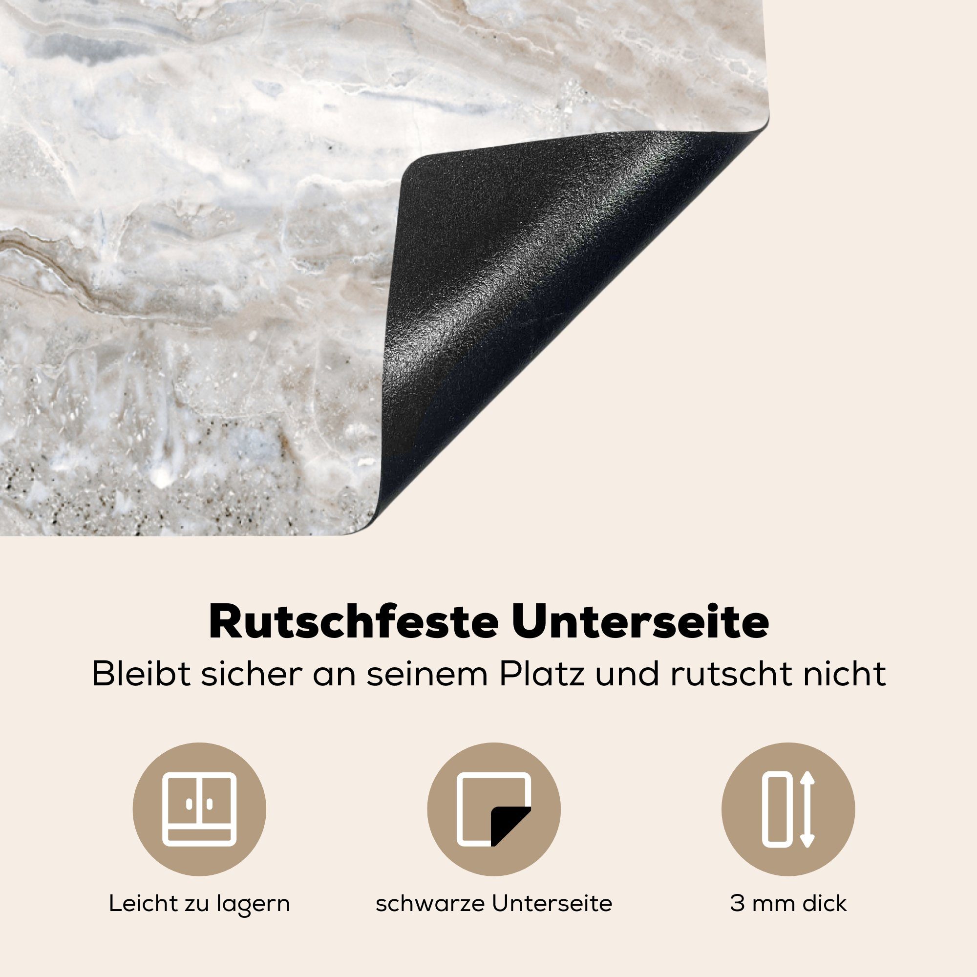 MuchoWow Herdblende-/Abdeckplatte Marmor Grau, für Textur tlg), Ceranfeldabdeckung, Arbeitsplatte (1 Vinyl, - cm, - 78x78 küche