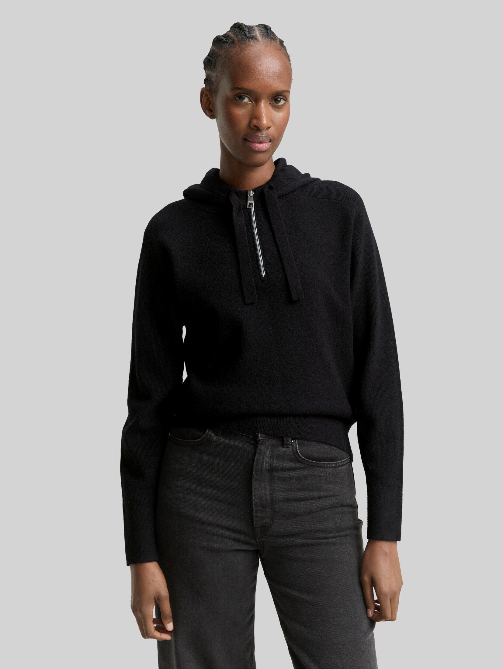 TOM TAILOR Denim Strickpullover Pullover & Strickjacken Hoodie Strickpullover mit Reißverschluss
