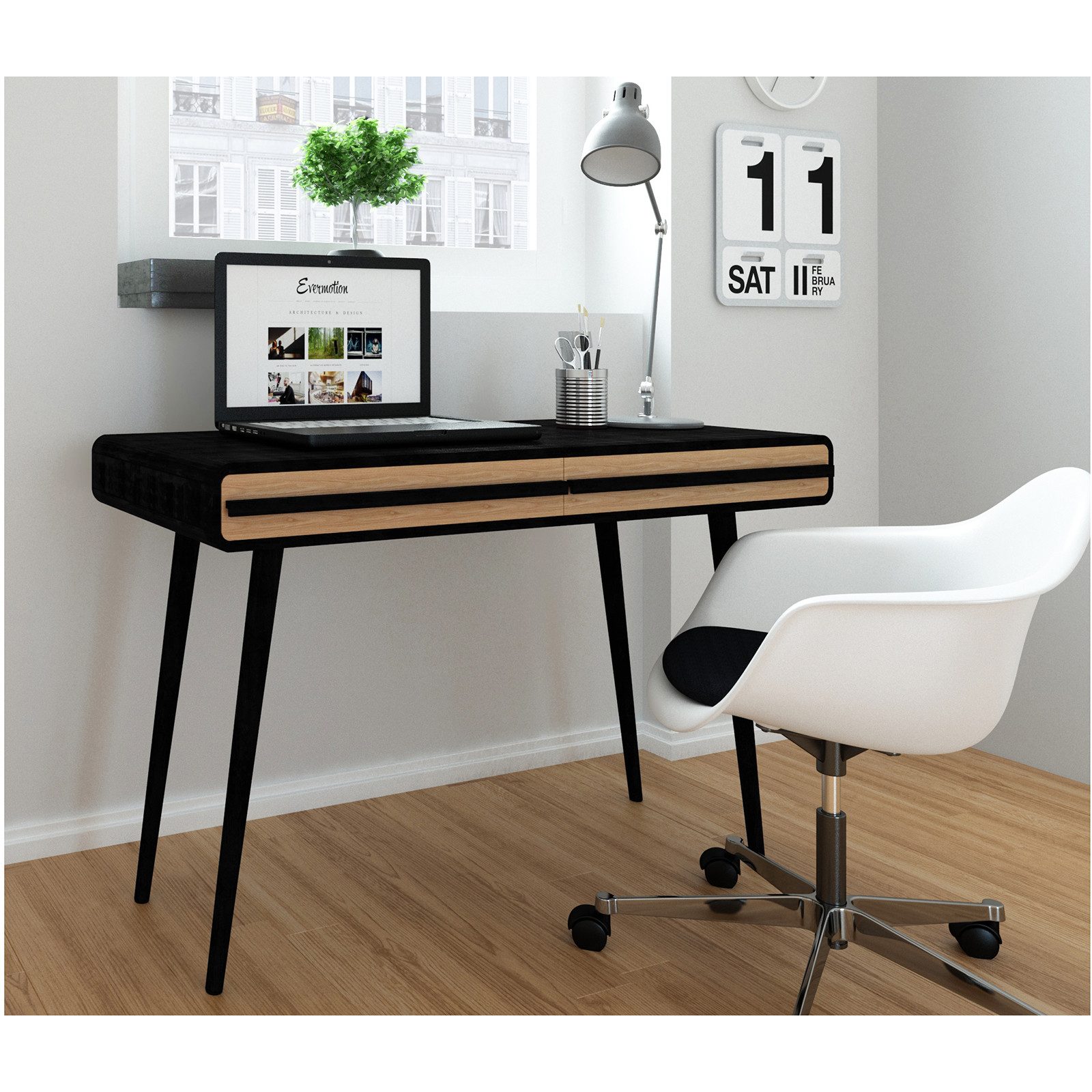 loft24 Schreibtisch Channie, mit 2 Schubladen aus MDF im skandinavischen Design, 120 cm. € 419,99