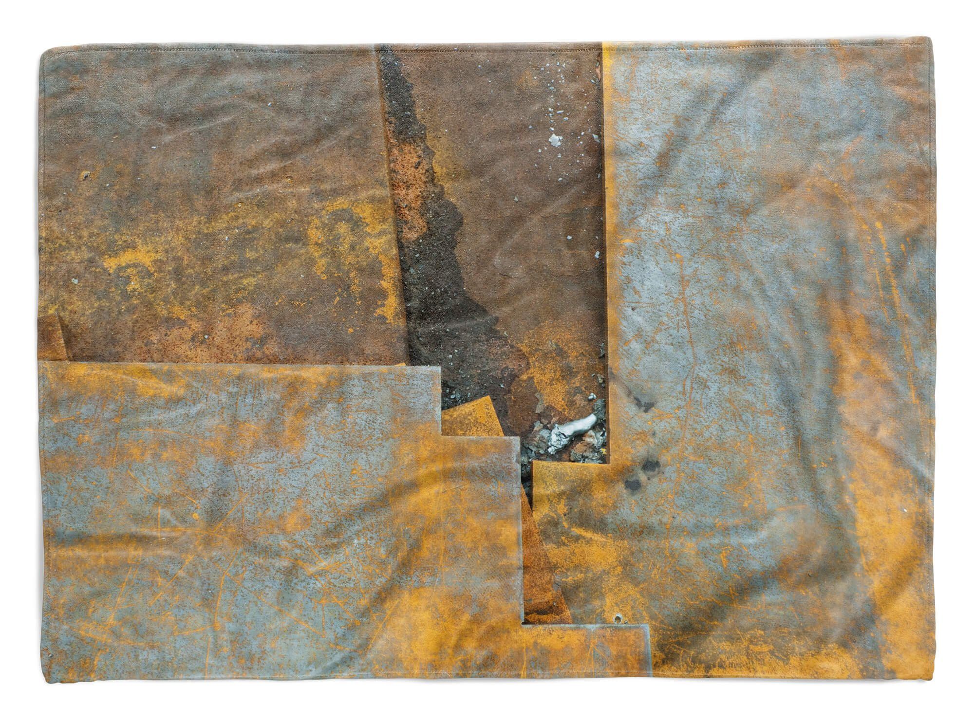 Sinus Art Handtücher Handtuch Strandhandtuch Saunatuch Kuscheldecke mit Fotomotiv Metall Struktur Rost, Baumwolle-Polyester-Mix (1-St), Handtuch