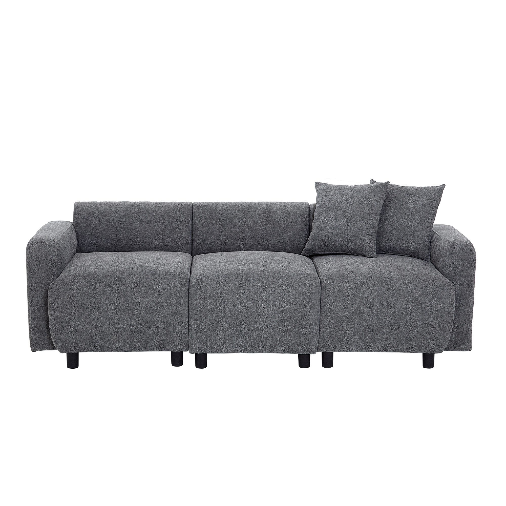 3-Sitzer, aus Chenille-Stoff mit 2 Kissen, 211 x 80 x 71 cm, modulare Couch