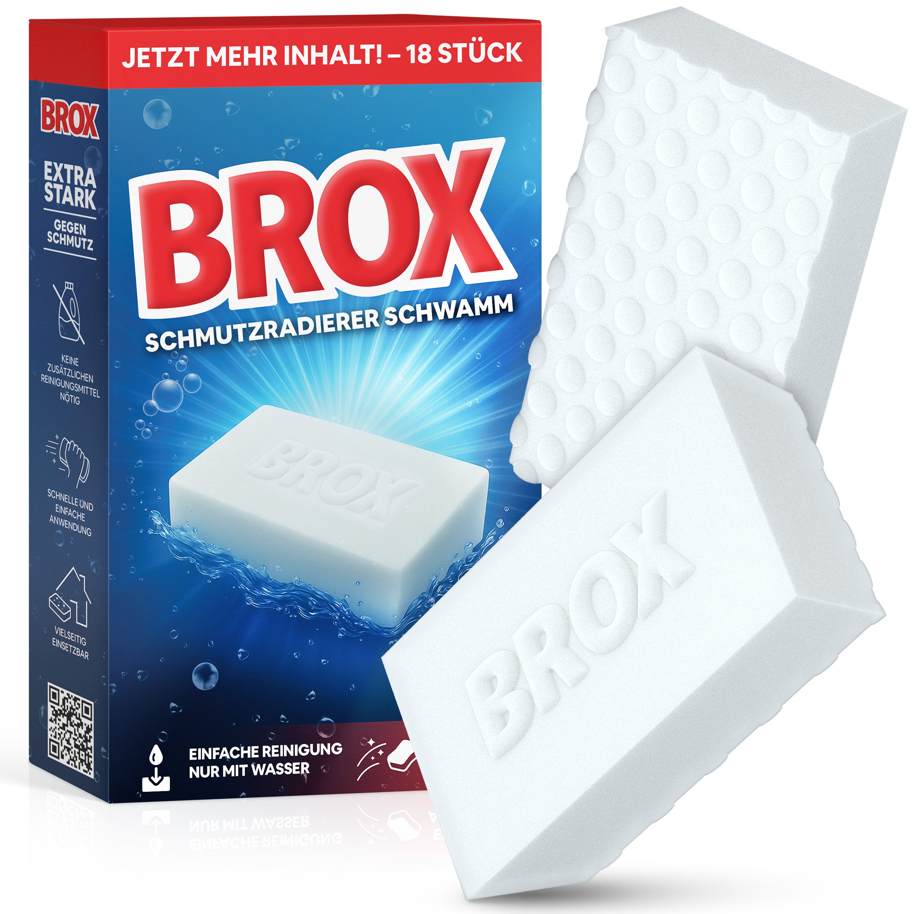 BROX Radierschwamm für weiße Wände, Schuhe und Böden Ластик (18-St. verbesserte Schaumstruktur)