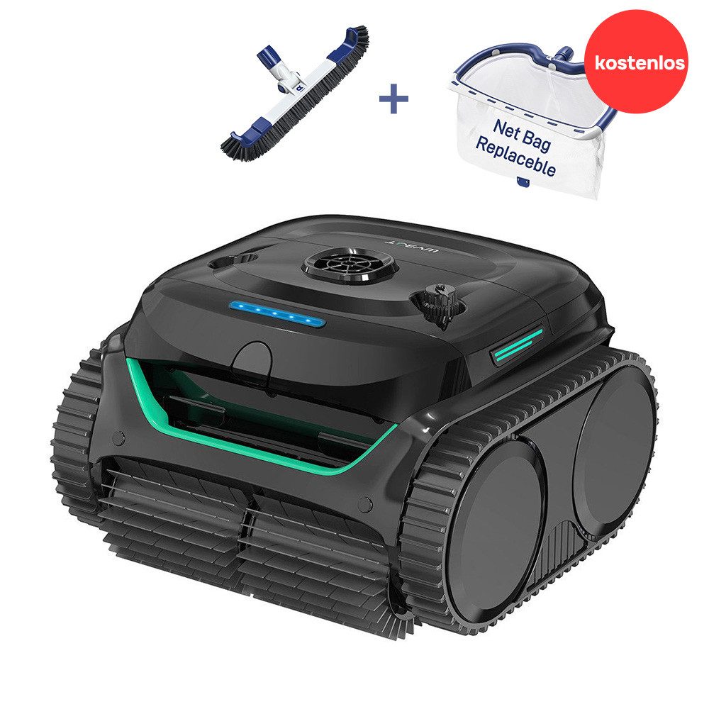 WYBOT Poolroboter C2 Akku-Pool-Staubsaugerroboter, Wand- und Wasserlinienreinigung, Doppelte Reinigungsfiltration für Einbaupools bis zu 150 m²