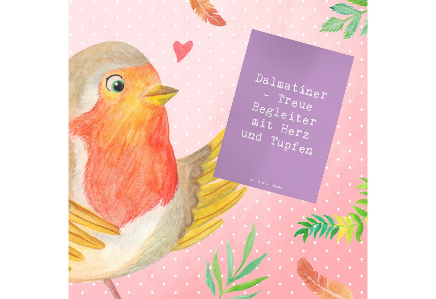 Thumbnail - Mr. & Mrs. Panda Grußkarte Spruch Dalmatiner Herz - Lavendeltraum - Geschenk, treue Begleiter, l
