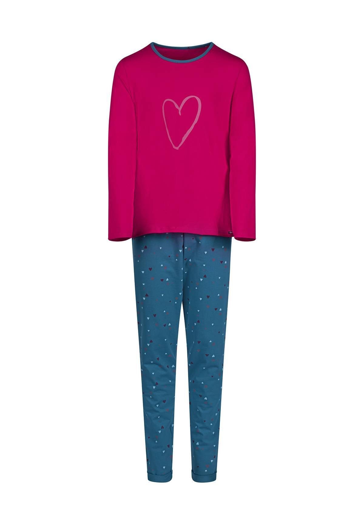 Set Skiny 2-tlg. Schlafanzug Pyjama Mädchen - lang, Kinder, Pink/Blau