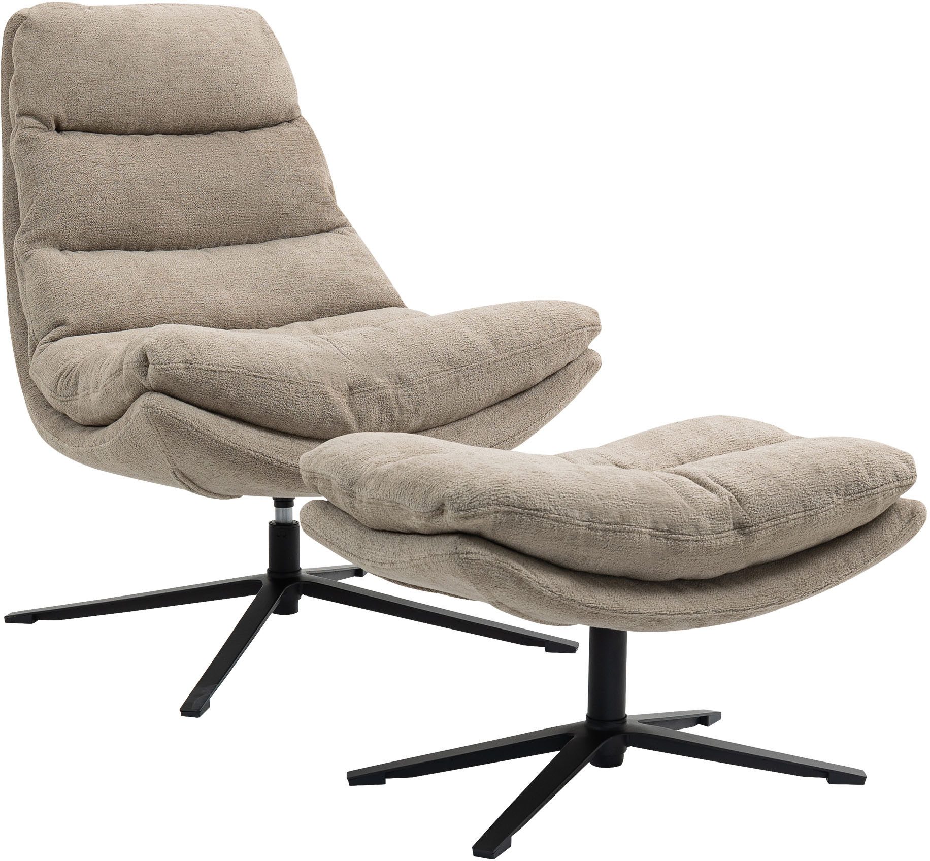 Duo Collection Relaxsessel Porto, 360° drehbar, doppelte Polsterung, mit Hocker, bis 115 kg belastbar