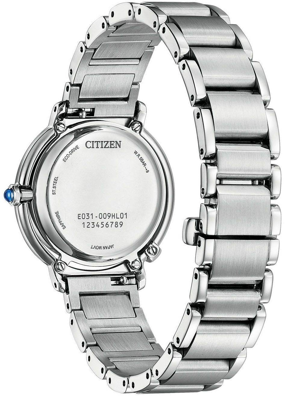 Citizen Solaruhr EM1090-78X, (Set, 2-tlg., mit Wechselband aus veganer Lederalternative (Apfel), Armbanduhr, Damenuhr, Diamanten, Saphirglas, Edelstahlarmband