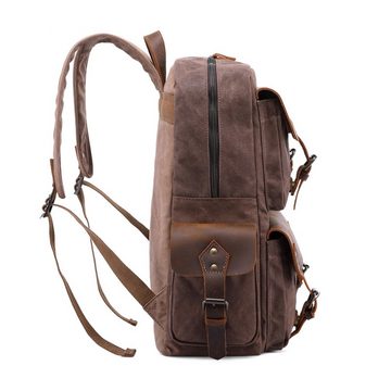 REDOM Laptoprucksack Rucksack Schulrucksack Lederrucksack Reiserucksack Schultertasche (Vintage Echtes Leder Notebook Laptop Tasche Schule Uni Rucksack, für bis 15,6-Zoll Laptop, Backpack mit Laptopfach, luxuriös, Echtleder), für Herren Damen Jungen Teenager Freizeit Arbeit Business Reisen