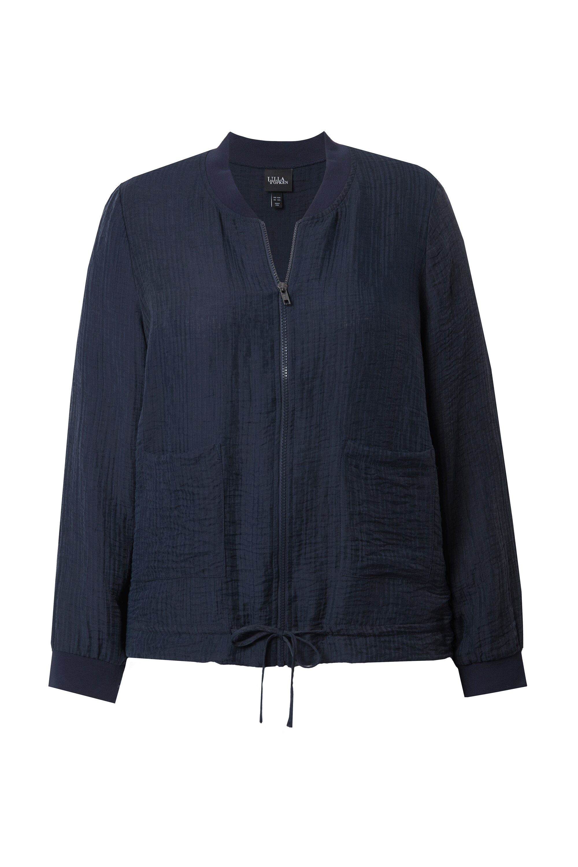 Ulla Popken Kurzjacke Blouson Tunnelzug Collegekragen Lyocell-Mix günstig online kaufen