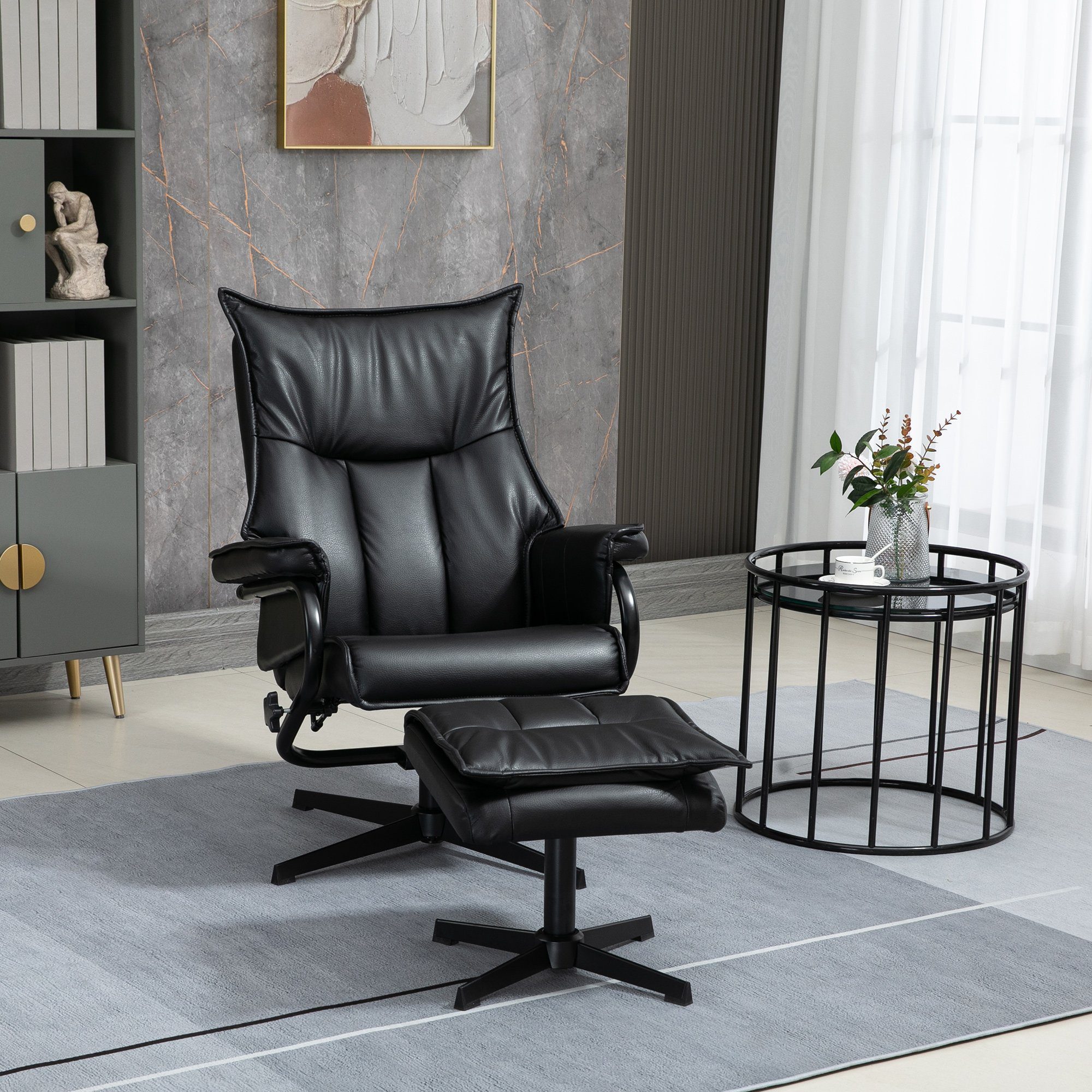 HOMCOM Polsterstuhl drehbarer Relaxsessel mit Hocker günstig online kaufen