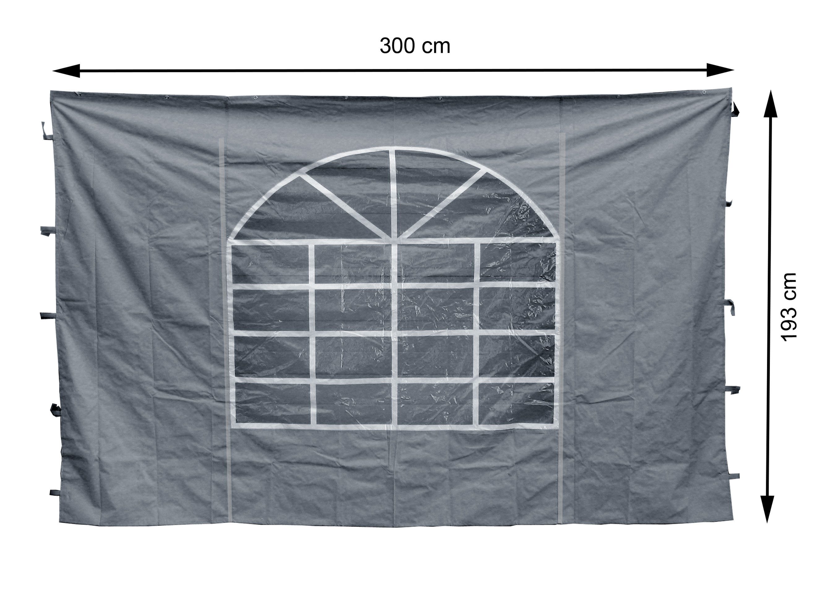 Quick Star Pavillonseitenteil 2 Seitenteile mit PVC Fenster Sahara 300x195cm Grau, 300x193 cm, 2 Seitenteile mit PVC Fenster 300x193cm Grau, Passend für Pavillo – Bild 2 von 5