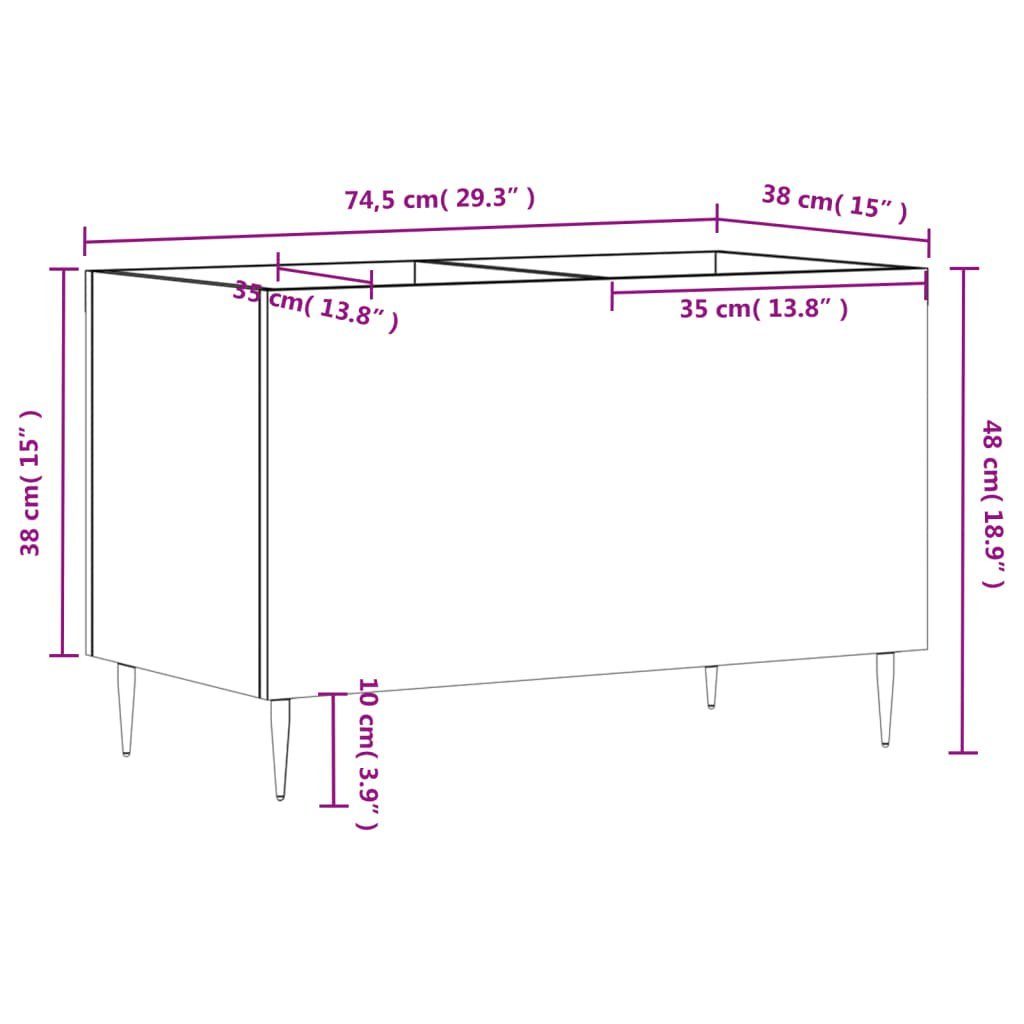 1-tlg. Plattenschrank Media-Regal Holzwerkstoff, 74,5x38x48 Hochglanz-Weiß vidaXL cm