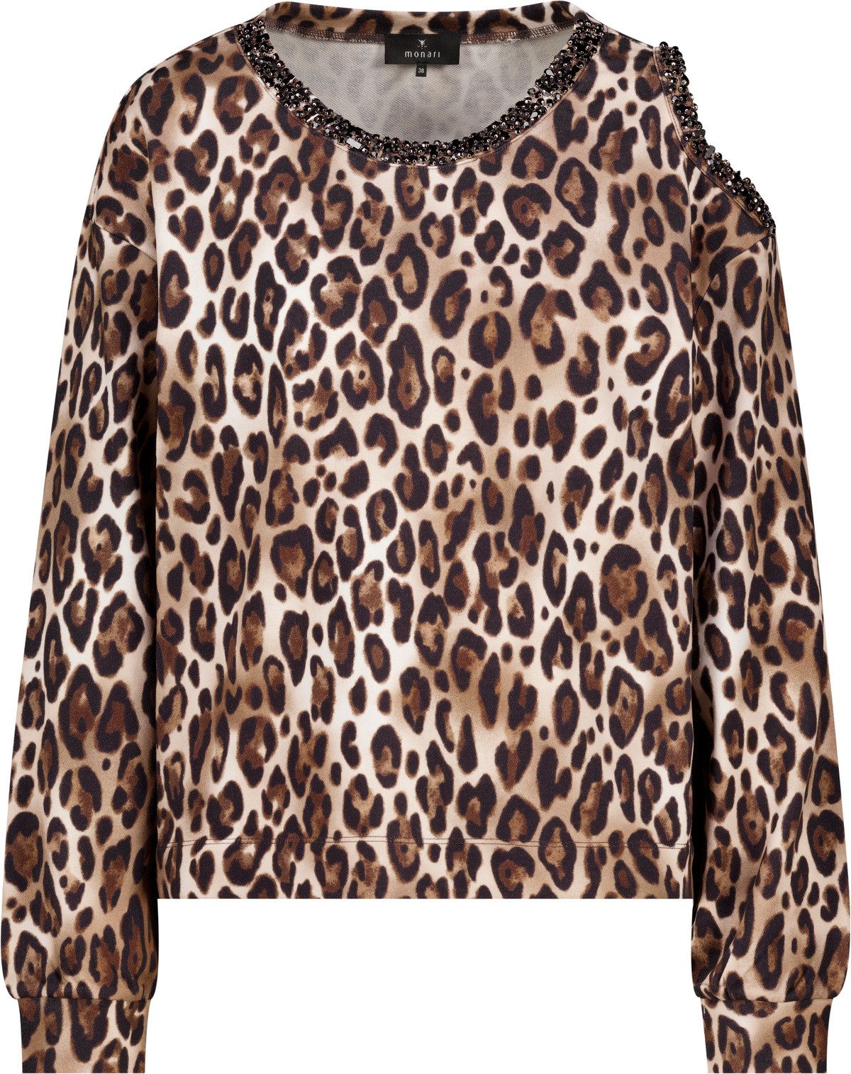 Monari Kurzarmhemd Sweatshirt hazel gemustert