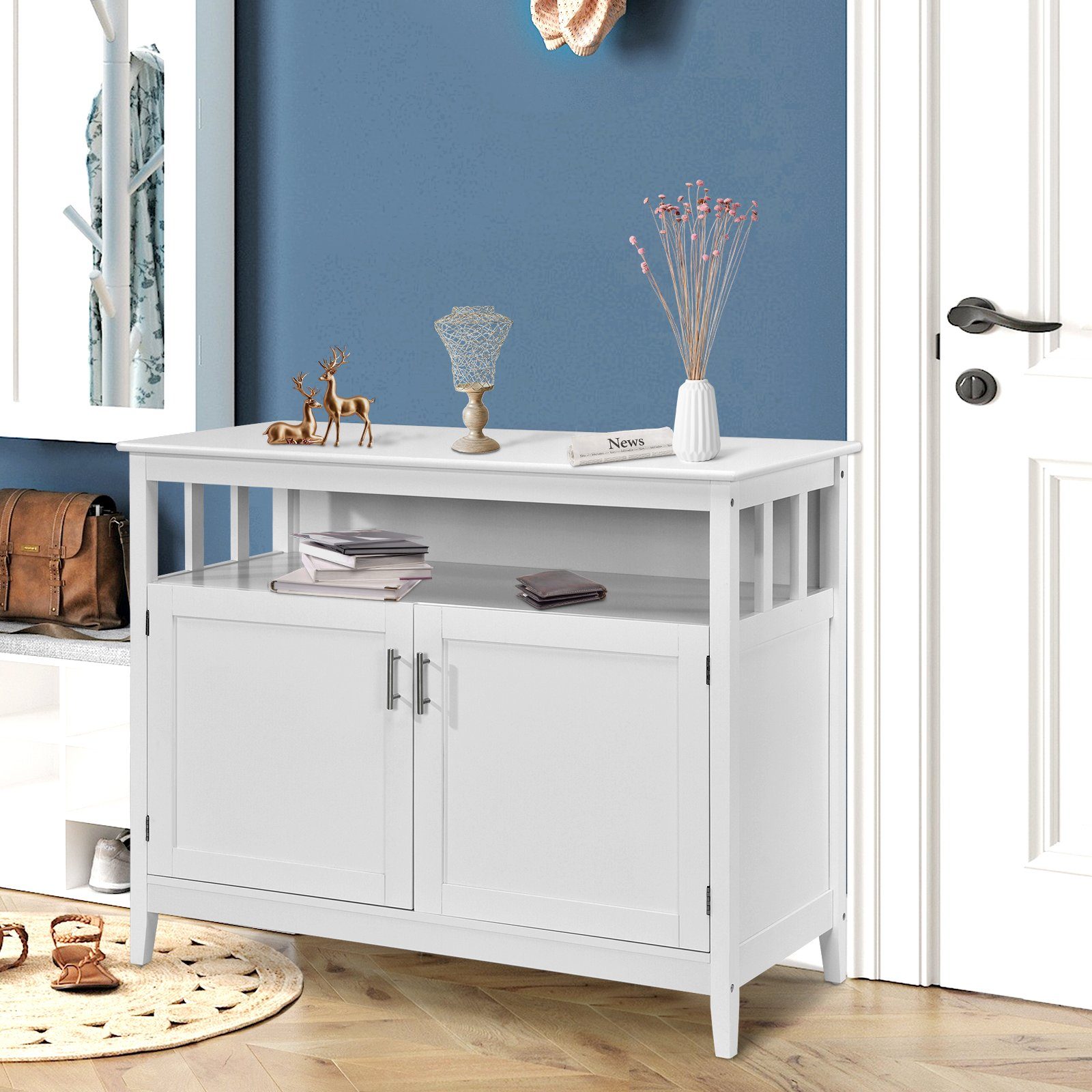 COSTWAY Sideboard, Küchenschrank,mit Türen & Fächern,Weiß, günstig online kaufen