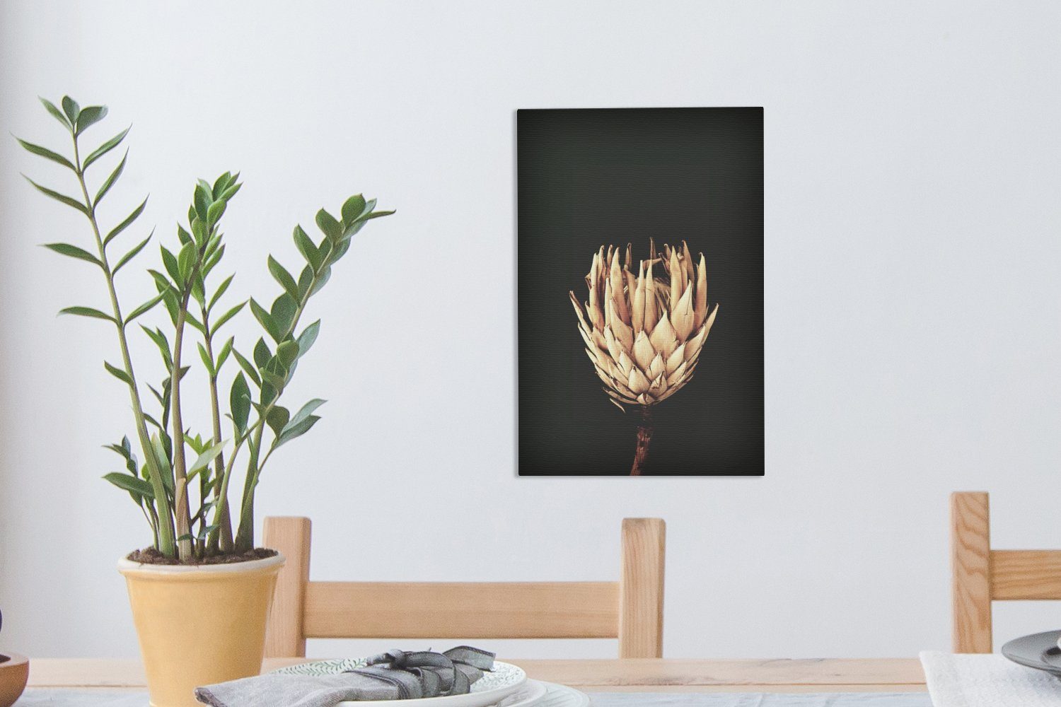 OneMillionCanvasses® Leinwandbild - Blume Leinwandbild Gemälde, St), - bespannt inkl. cm Zackenaufhänger, (1 fertig 20x30 Exotisch Stilleben