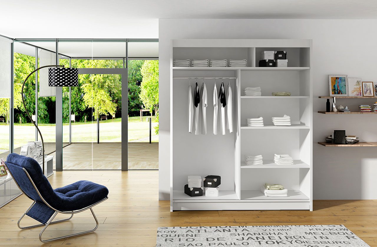 MIRJAN24 Kleiderschrank Westa VI (mit Spiegel, Kleiderstange, Schiebetüren, Einlegeboden) Garderobenschrank, Schwebetürenschrank, 2-türig – Bild 4 von 5