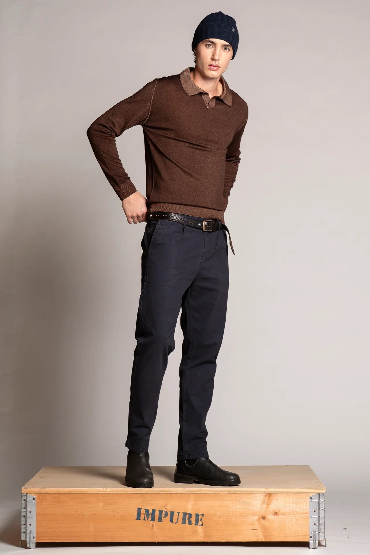 IMPURE Strickpullover NEIL POLO SKIPPER IN MERINOS - Strickpullover - Polo Langarmshirt