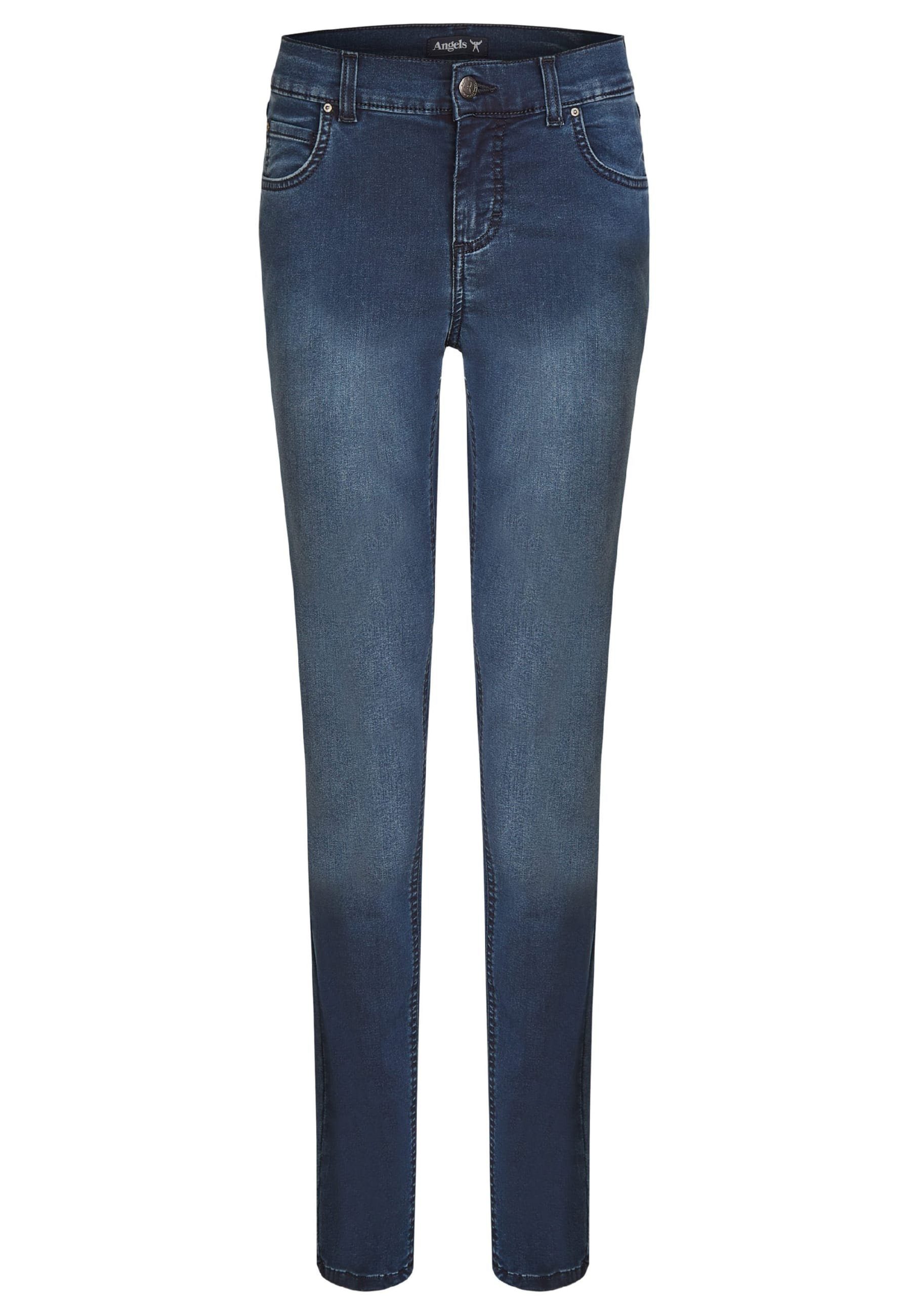 ANGELS Slim-fit-Jeans Jeans Skinny mit cleanem Super Stretch Denim mit Label-Applikationen blue