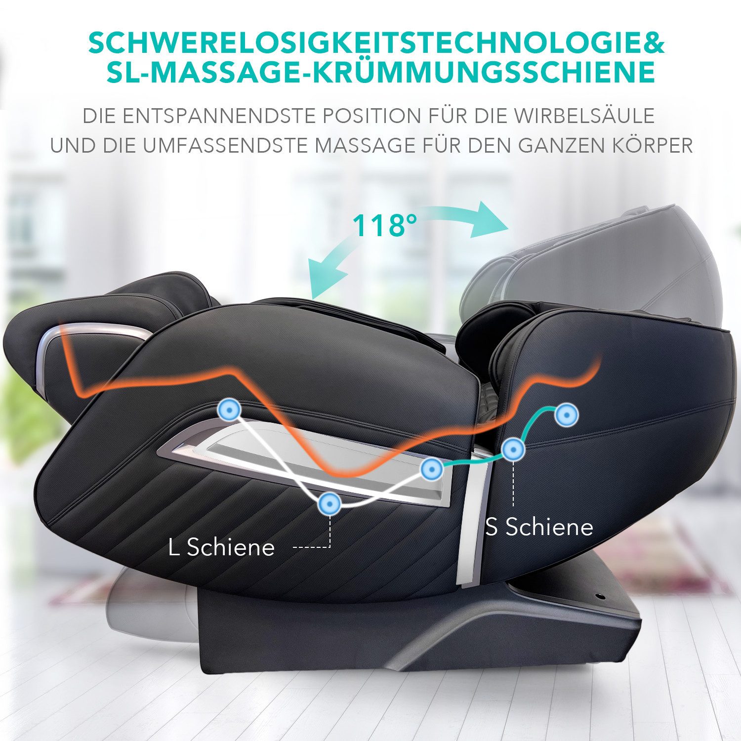 NAIPO Massagesessel, Zero-Gravity Massagestuhl mit Wärmefunktion, für Gewerbe