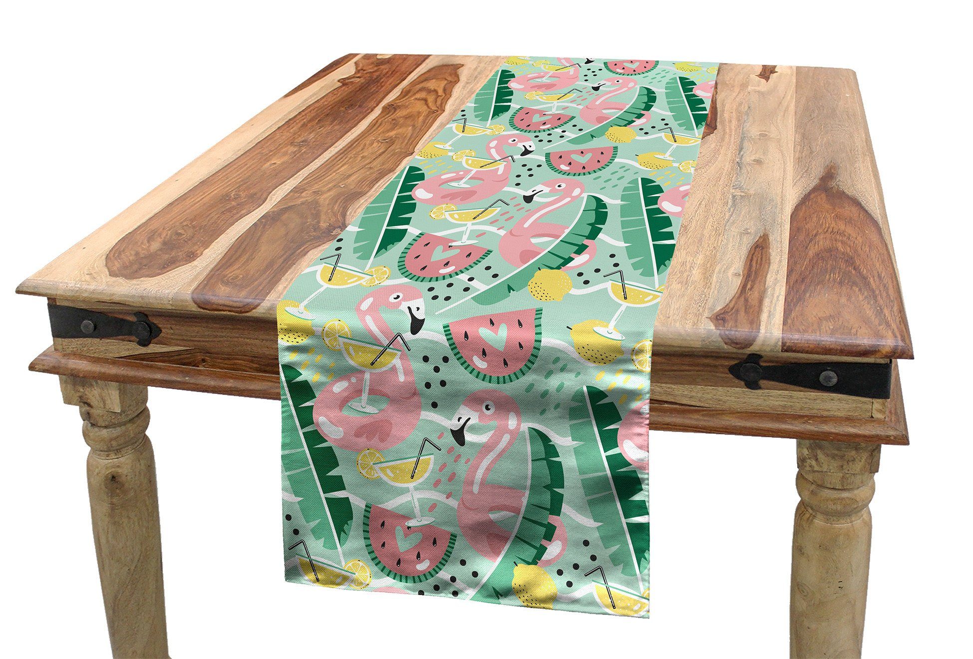 Flamingo Küche Tischläufer, Esszimmer und Cocktail Rechteckiger Abakuhaus Tropic Dekorativer Sommer Tischläufer
