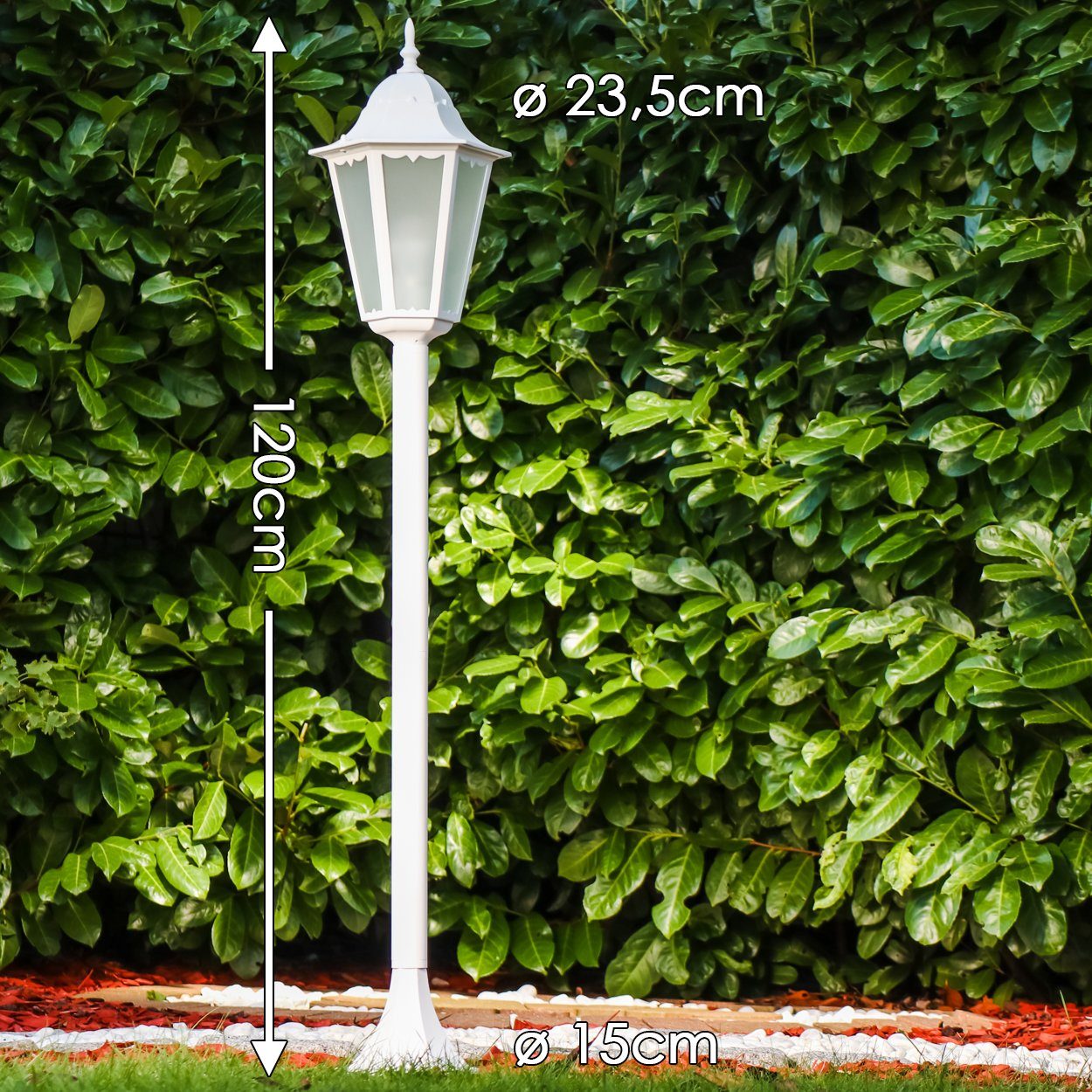 hofstein Außen-Stehlampe »Fabiano« Außenleuchte in antikem Look, ohne Leuchtmittel, Aluguss in Weiß mit Milchglas-Scheiben, Wegeleuchte 120cm, E27, IP44