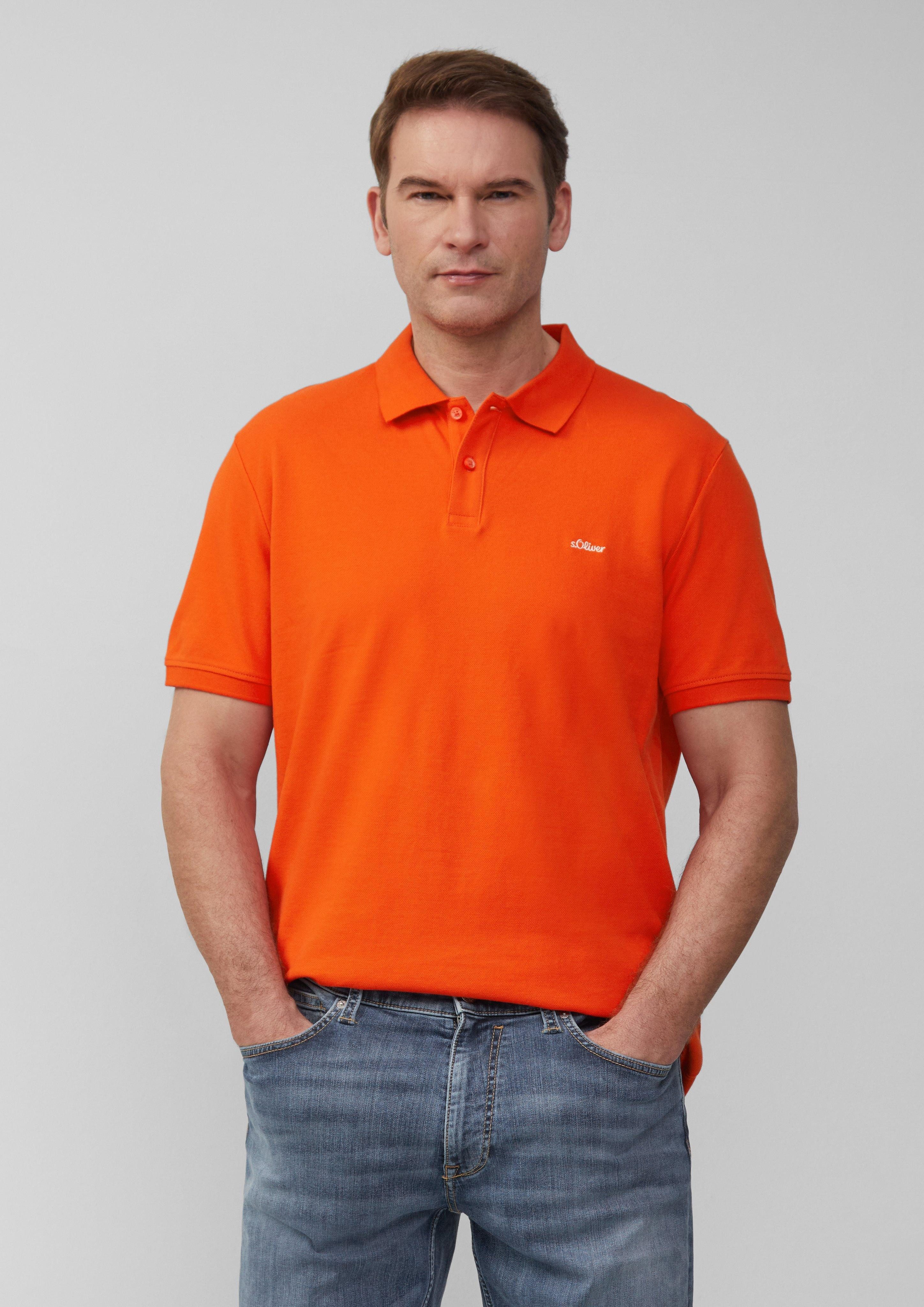 s.Oliver Kurzarmshirt Poloshirt aus Baumwollpiqué Stickerei günstig online kaufen