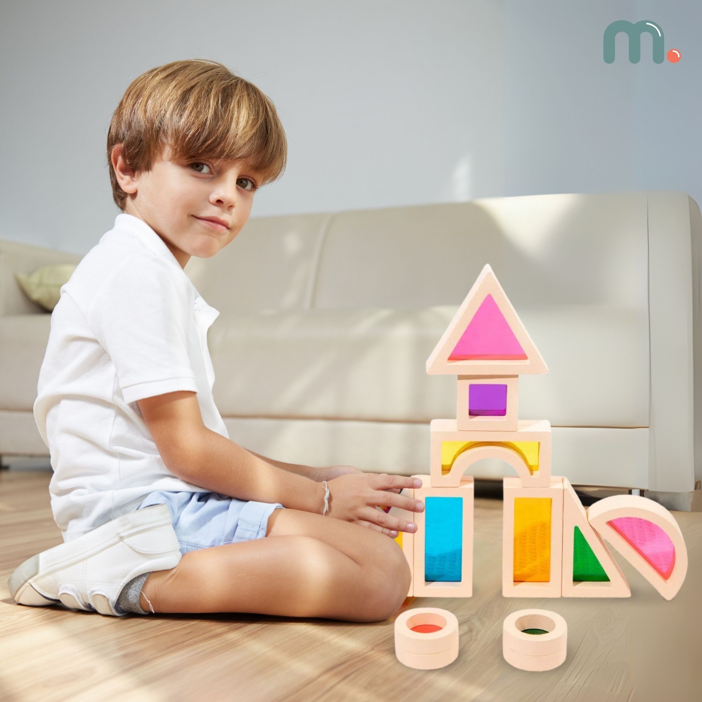 Mamabrum Lernspielzeug Regenbogen-Holzbausteine - 25 Teile, Kinderspielzeug günstig online kaufen