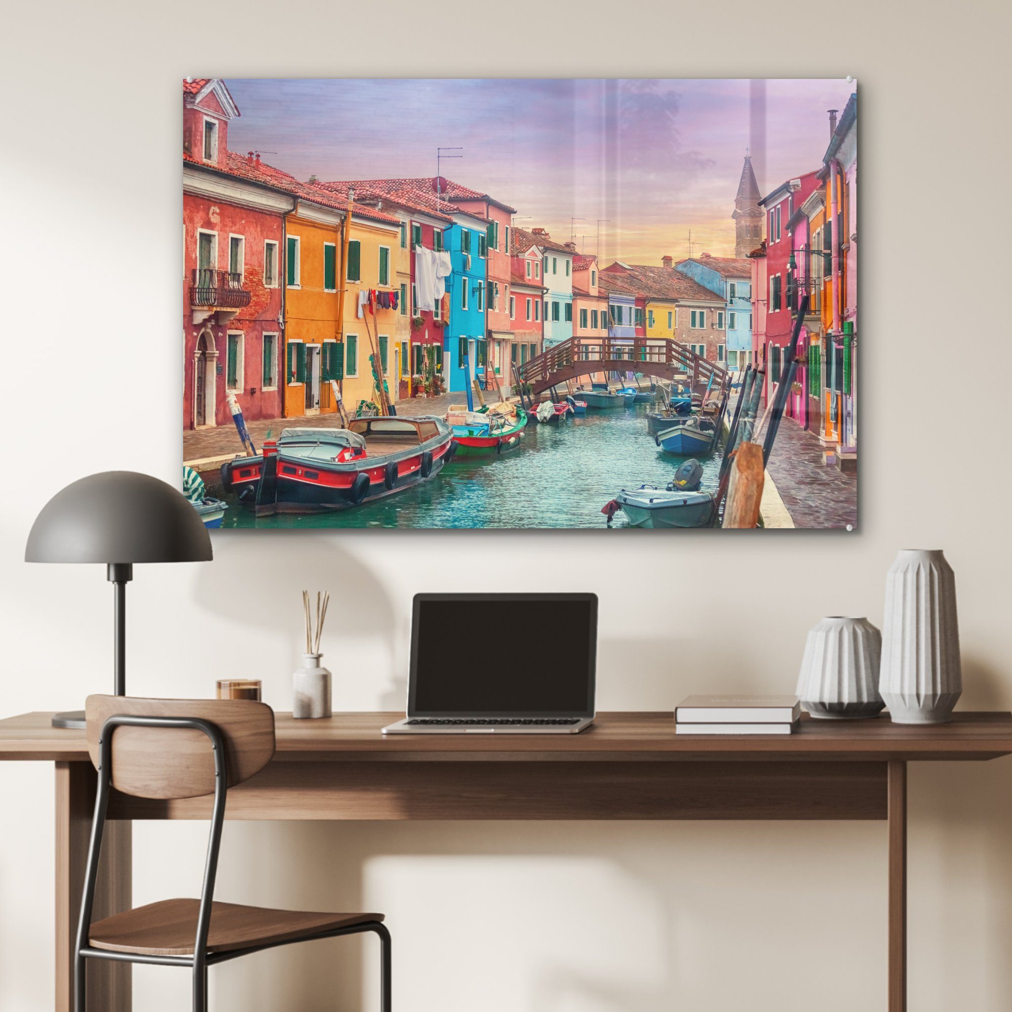 Häusern, St), & Schlafzimmer bunten Wohnzimmer in Acrylglasbilder Venedig Kanal MuchoWow (1 mit Acrylglasbild