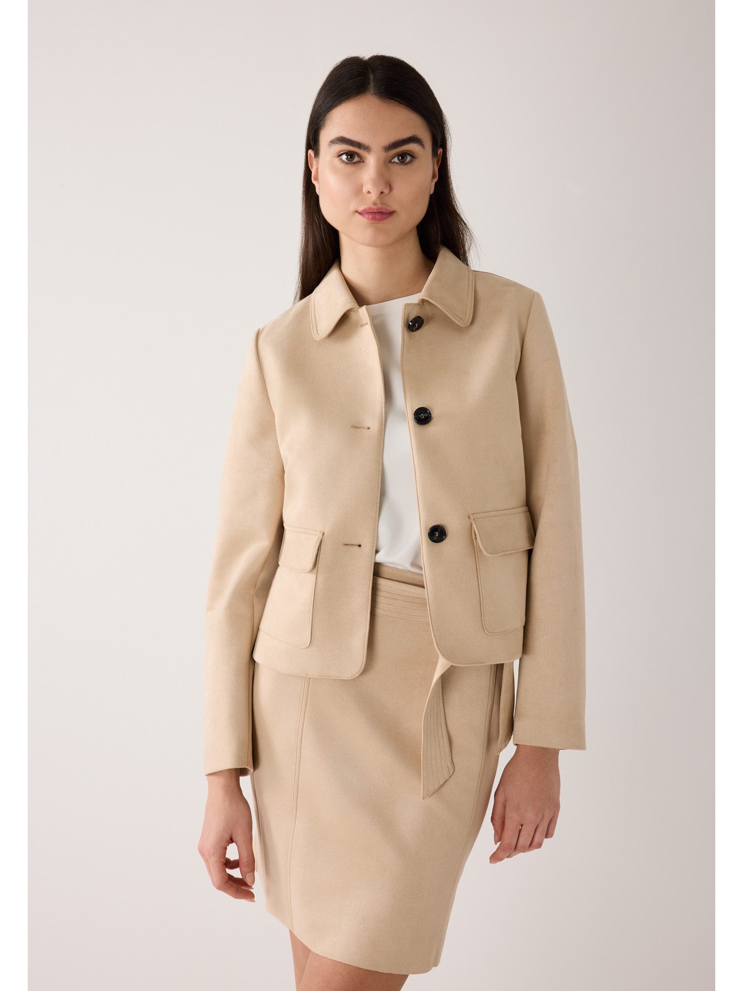 MORE&MORE Kurzblazer softer, kurzer Blazer, Lederimitat günstig online kaufen