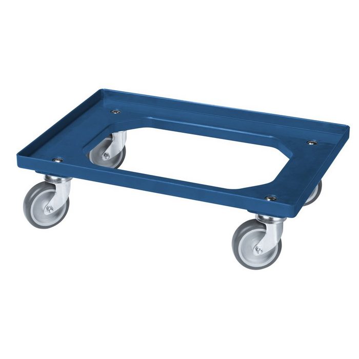 Logiplast Transportroller für Kisten 600x400 mm 4 Lenkrollen Blau (Spar-Set 10 Stück) Besonders gut geeignet für Kisten 600 x 400 mm 250 kg Traglast SB10423