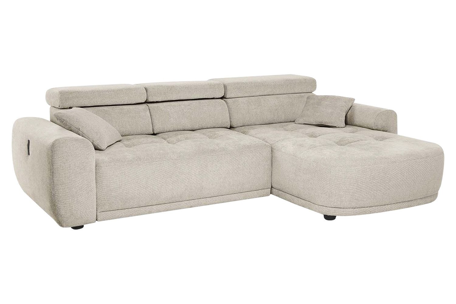 Ecksofa LESMO, Braun-Beige, Webstoff, mit USB-Ladefunktion