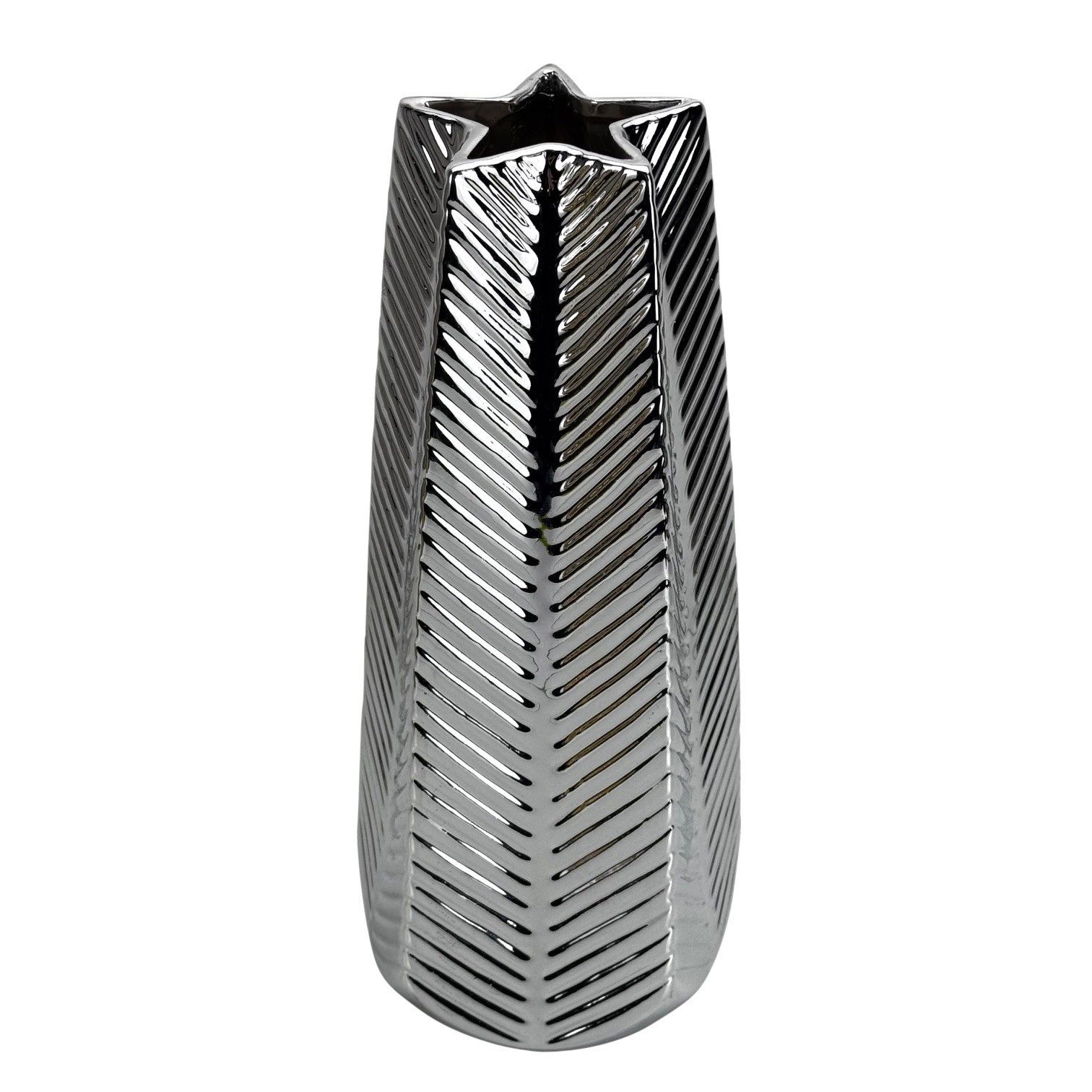 Online-Fuchs Dekovase Blumenvase aus Keramik in Sternform modern, 30,5 cm groß (Silber oder Gold, glänzende Oberfläche), ideal geeignet für langstielige Blumen, Äste und Gräser