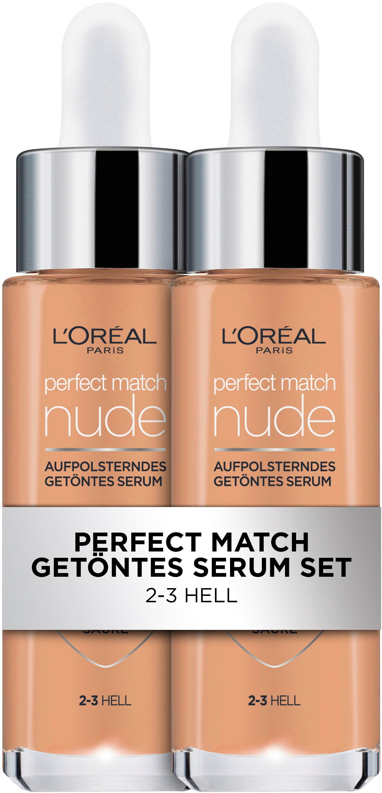 L'ORÉAL PARIS Gesichtslotion Doppelpack Perfect Match Serum Packung, 2-tlg., Gesichtsserum, Gesichtscreme, feuchtigkeitsspendend, mit Hyaluron mehr