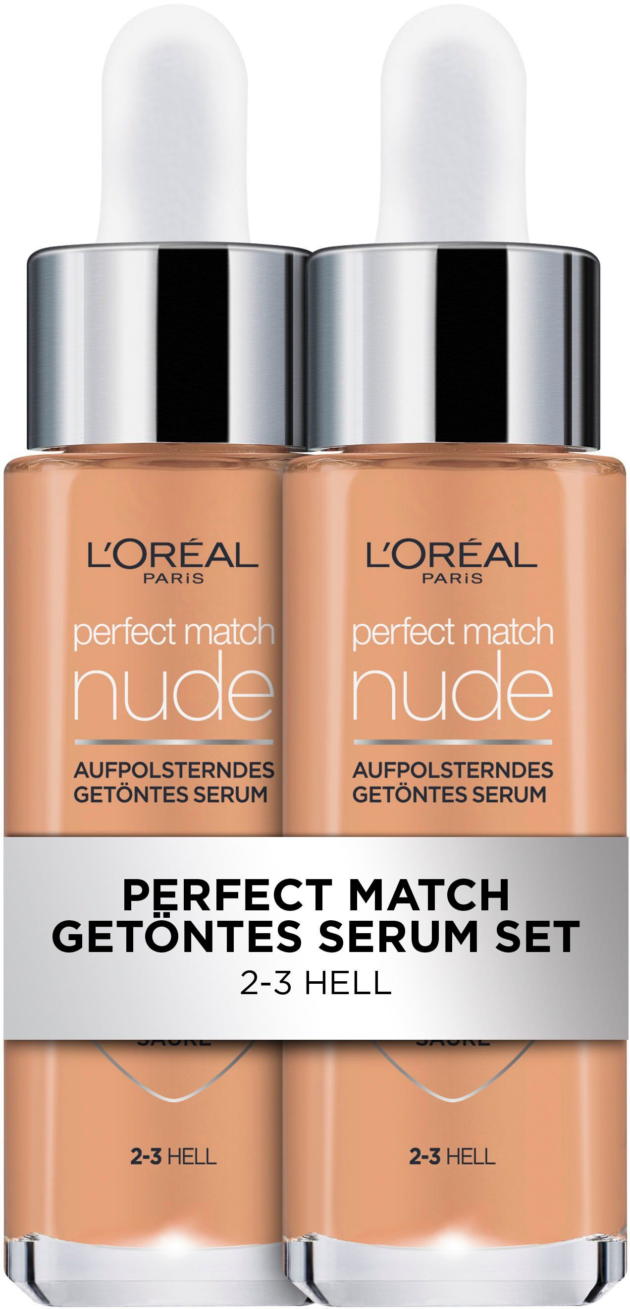 L'ORÉAL PARIS Gesichtslotion L'Oréal Paris Doppelpack Perfect Match Serum  Packung, 2-tlg., Gesichtsserum, Gesichtscreme, feuchtigkeitsspendend, mit  Hyaluron