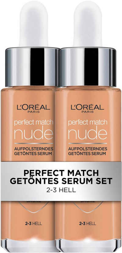 L'ORÉAL PARIS Gesichtslotion L'Oréal Paris Doppelpack Perfect Match Serum Packung, 2-tlg., Gesichtsserum, Gesichtscreme, feuchtigkeitsspendend, mit Hyaluron
