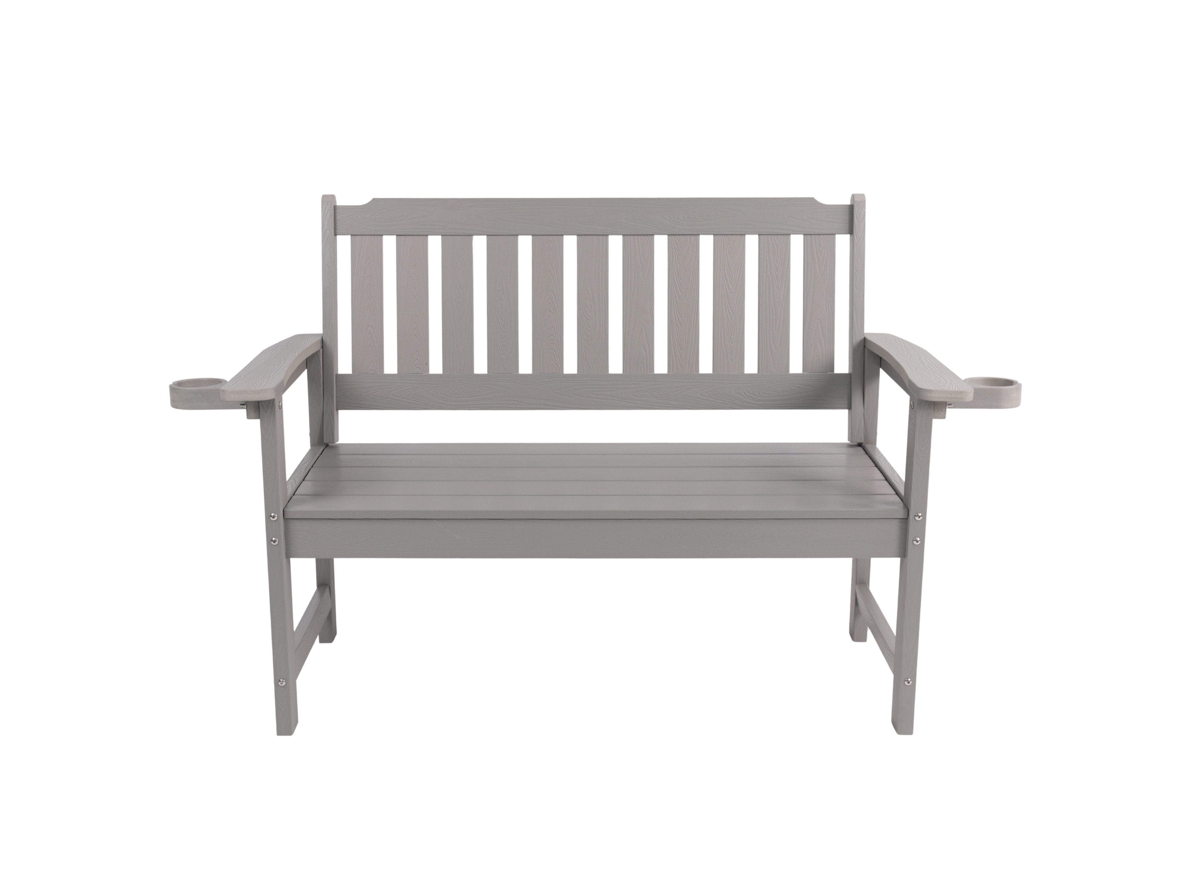 WILLIAMSPACE Bank Wetterfeste HIPS-Gartenbank mit Getränkehaltern für Terrasse & Balkon