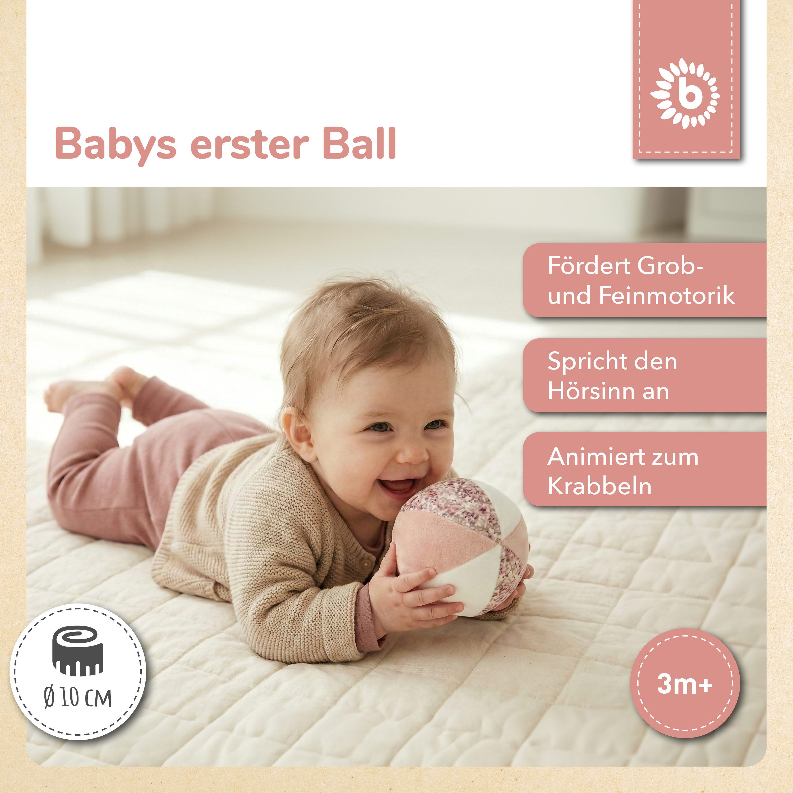 BIECO Greifspielzeug Bieco Softball mit Rassel, Ella, Ø 10 cm